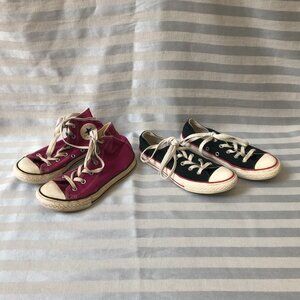 2x Converse All-Star (Low & High) Lace-Up Sneakers Kids Size 1